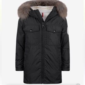 Moncler Black Kids Puffer Jacket with Fur Trim